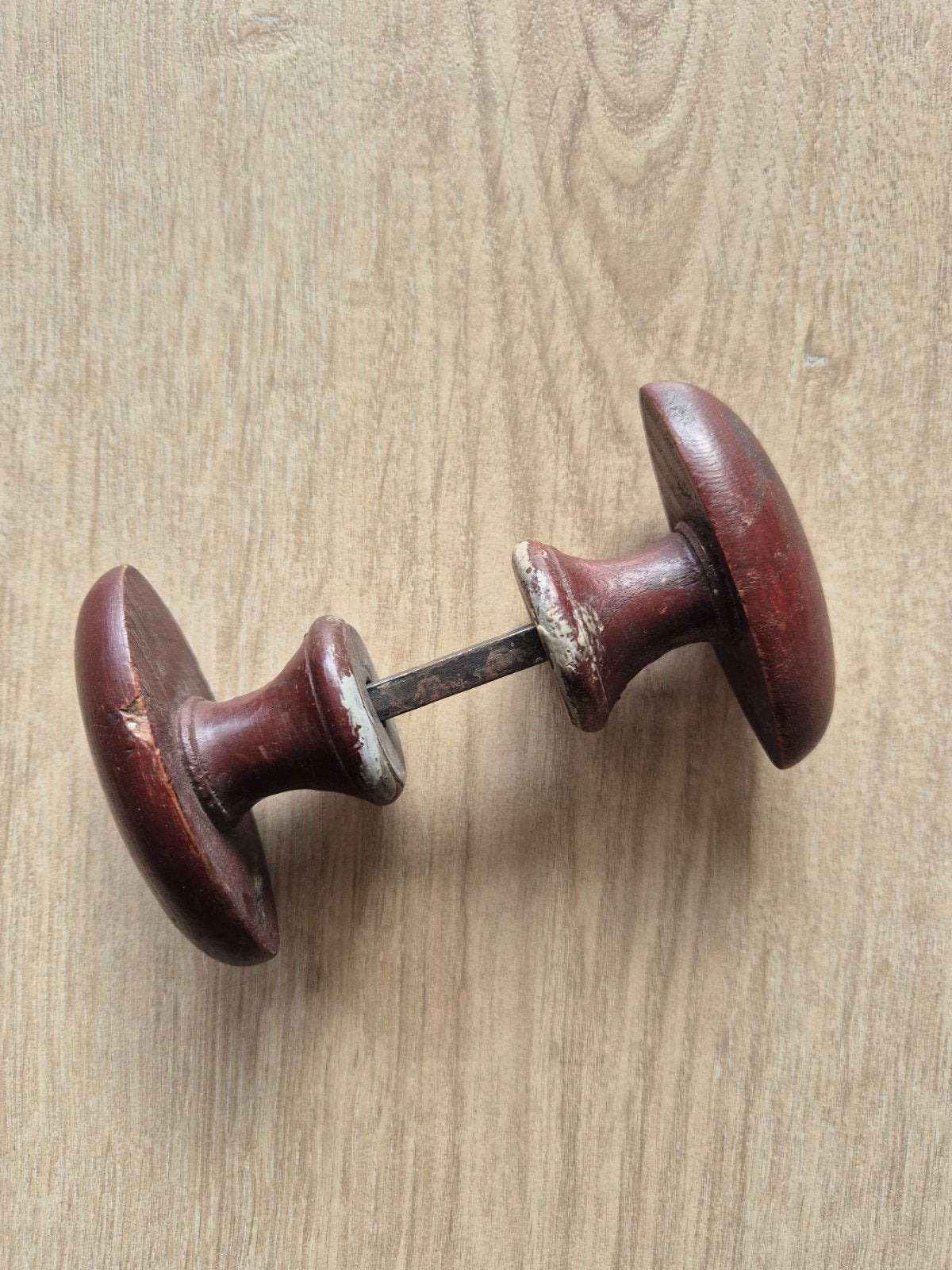 Vintage houten deurklink deurkruk -  coplete set, Ophalen of Verzenden, Gebruikt, Overige materialen, Klink of Kruk