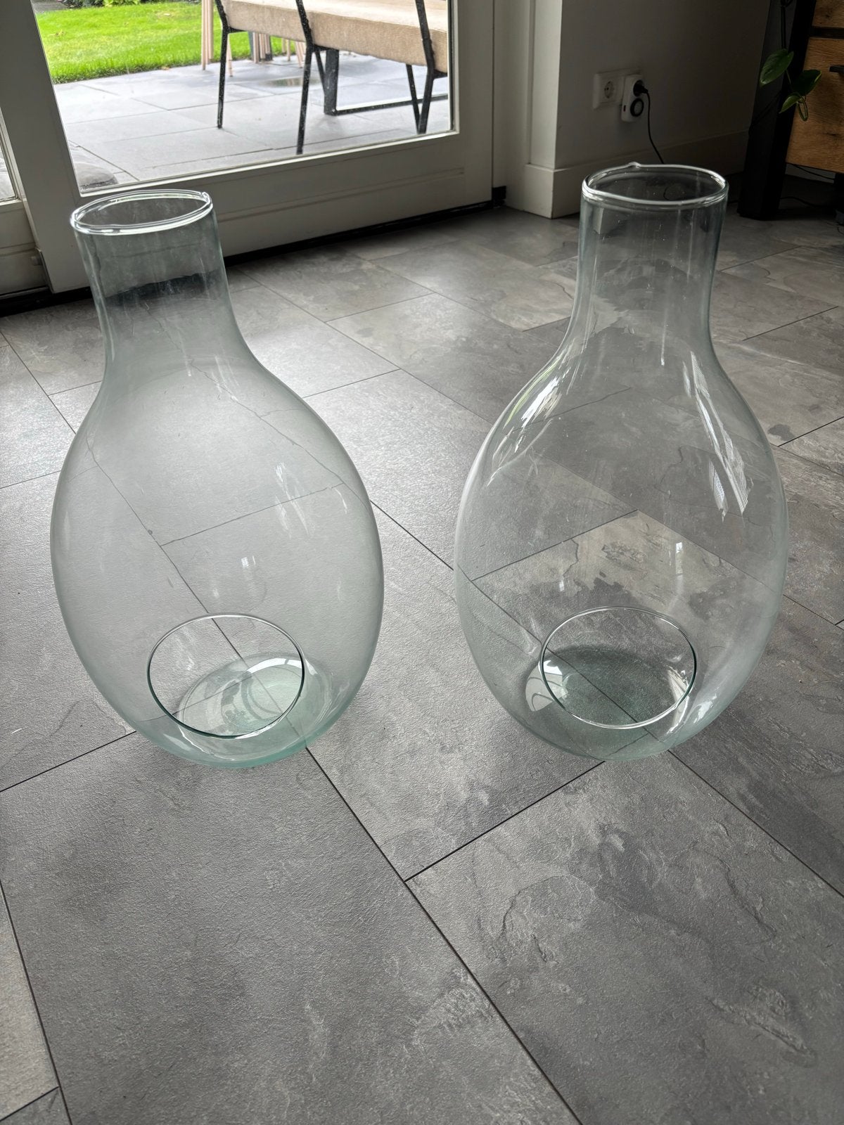 Grote glazen vazen/windlichten met opening (2 stuks), Ophalen