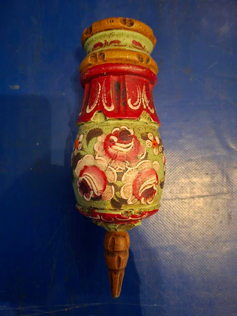 Hout Handbeschilderd bloem wandhanger folklore, Ophalen of Verzenden