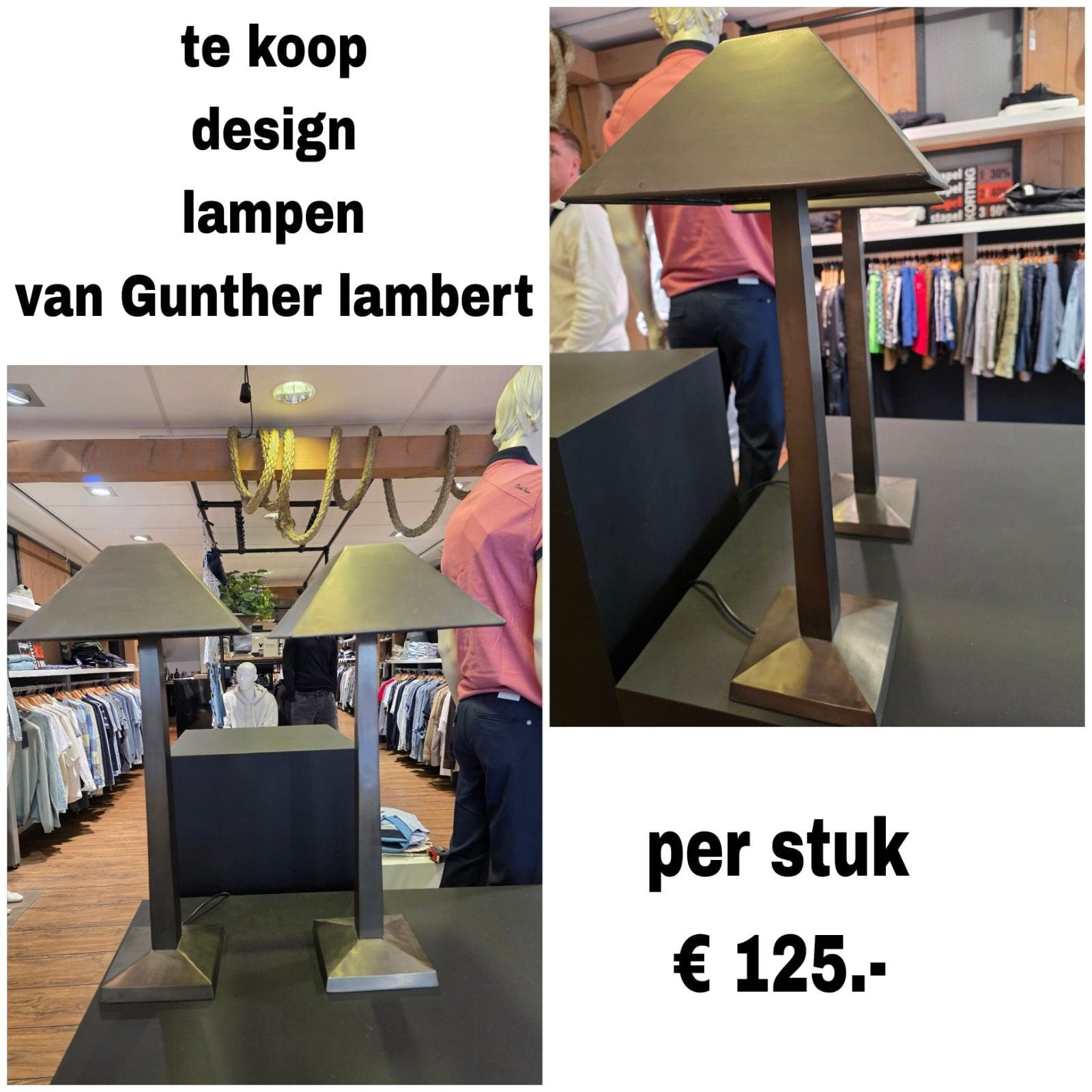 2x Design tafellampen van Gunther Lambert, Huis en Inrichting, Ophalen, Overige merken, Metaal, Design