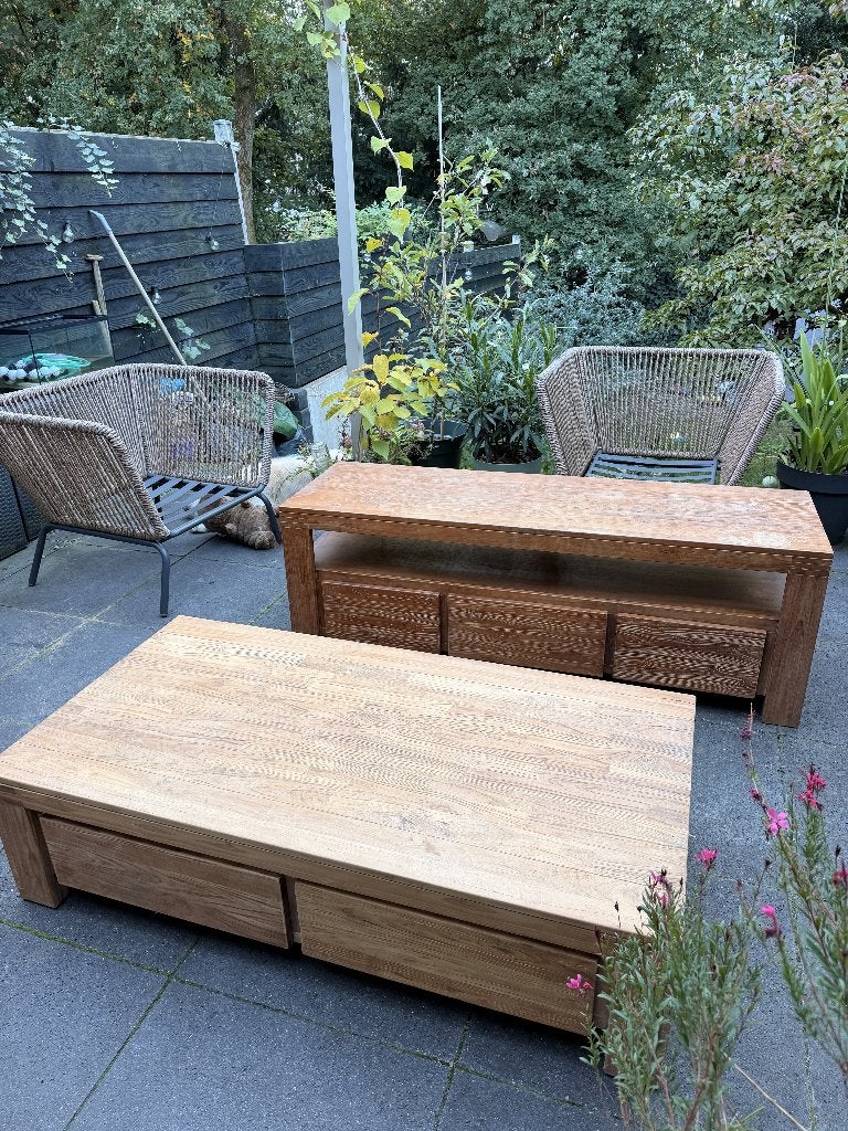 GRATIS houten tv-meubel + salontafel | 160 cm & 140 cm, Ophalen, Gebruikt