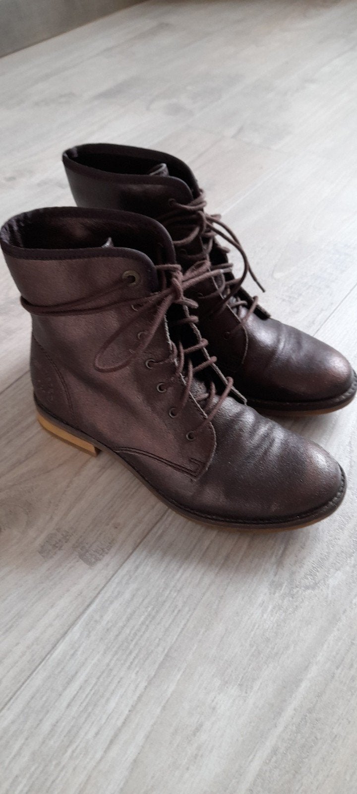 zgan S,Oliver leren dames veterboots mt.38, Bruin, Ophalen of Verzenden, Zo goed als nieuw, S,Oliver