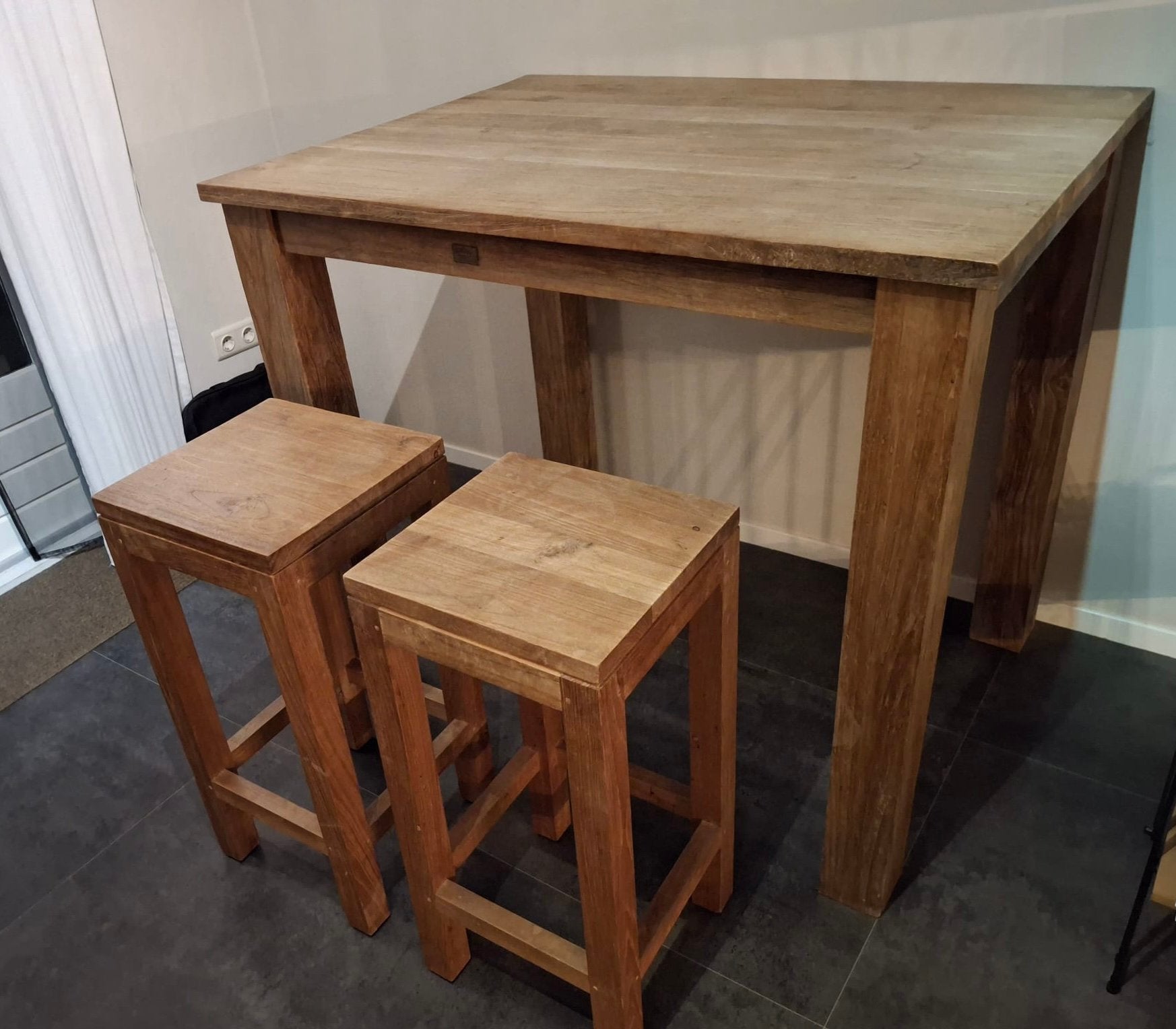 Bartafel met 6 krukken, Huis en Inrichting, Barren, Ophalen, Gebruikt, Inclusief barstoelen