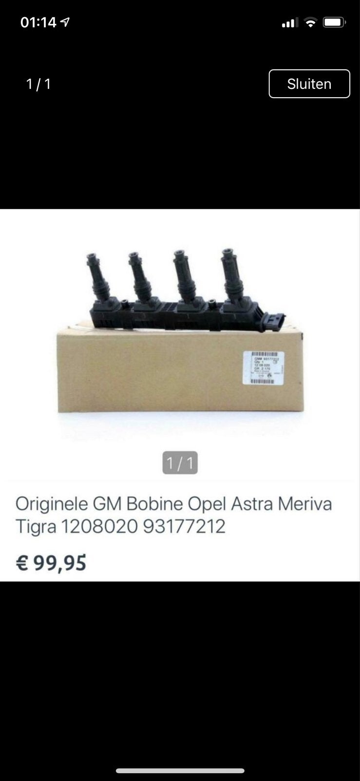 Originele GM Bobine Opel Astra Meriva Tigra 1208020, Ophalen of Verzenden, Nieuw, Opel