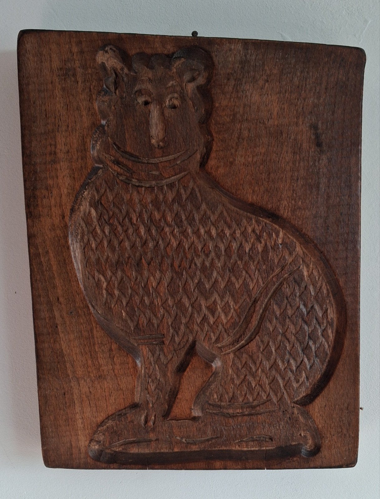 Speculaasplank Poes. Oud. Hardhout. 21/27/3.5 cm., Ophalen of Verzenden