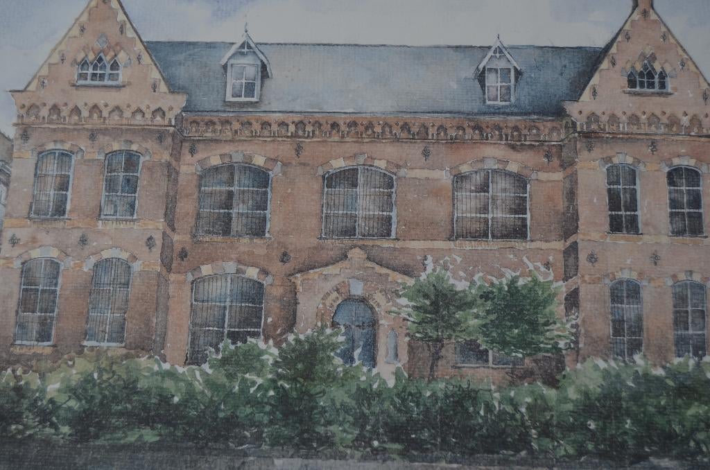 Aquarel Oude gevangenis Middelburg Fiona Hanley '82., Antiek en Kunst, Ophalen of Verzenden