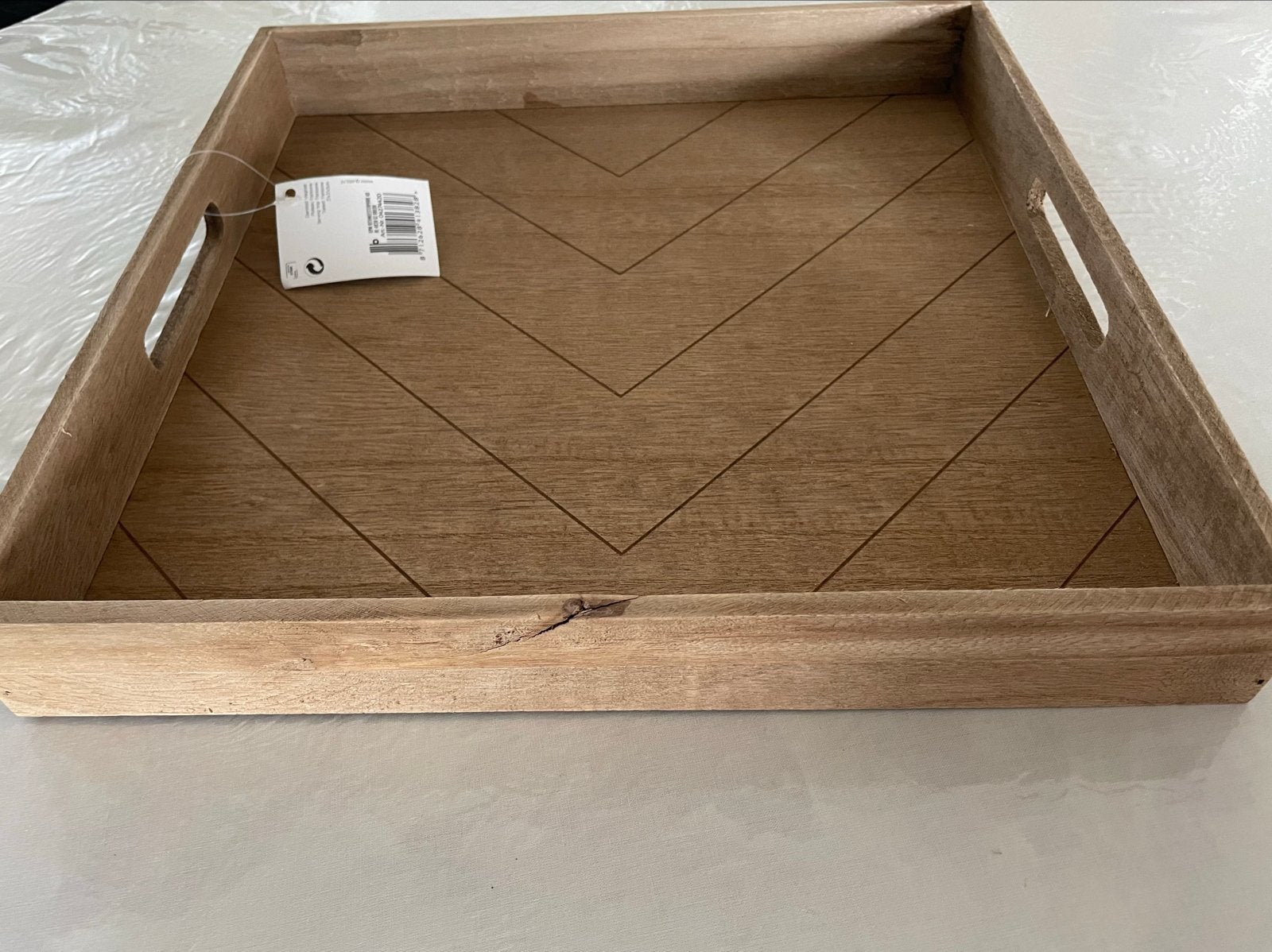 Gusta Dienblad Visgraat Hout 37x37cm - Nieuw met lichte scha, Ophalen, Vierkant, Nieuw, Dienblad