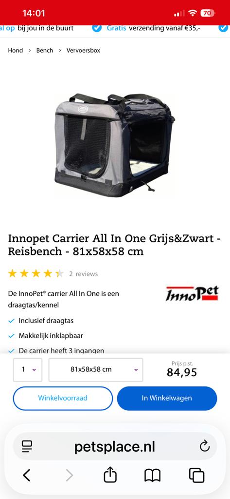 Innopet carrier 81x58x58 Draagtas kennel, Ophalen of Verzenden, Gebruikt