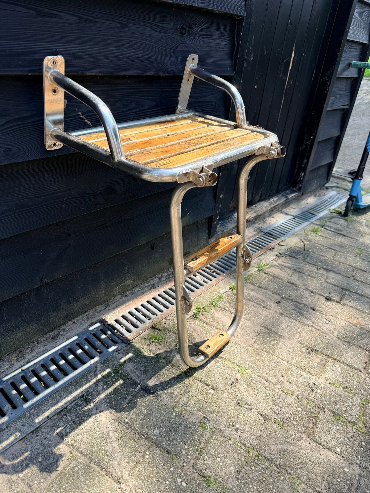 RVS Zwemtrap met Teak Treden - Opvouwbaar, Ophalen, Gebruikt, Overige typen