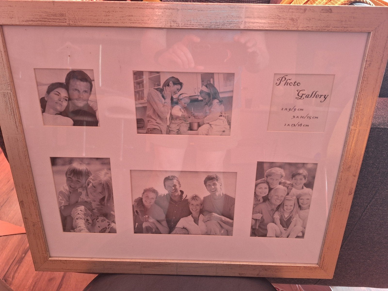 Gouden fotolijst voor meerdere foto's, Gebruikt, Hangend, Goud, Hout