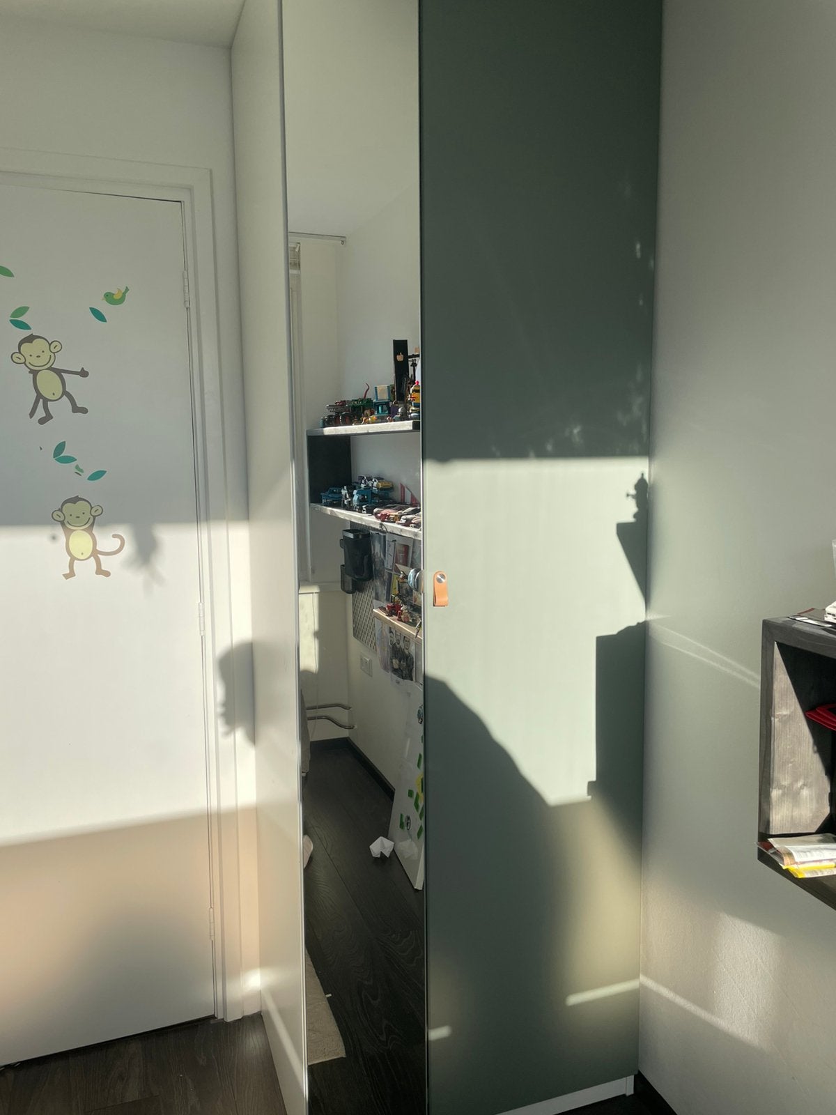 IKEA Pax Kast 75cm met spiegel- en groene deur, Ophalen, Gebruikt, 200 cm of meer, 50 tot 100 cm