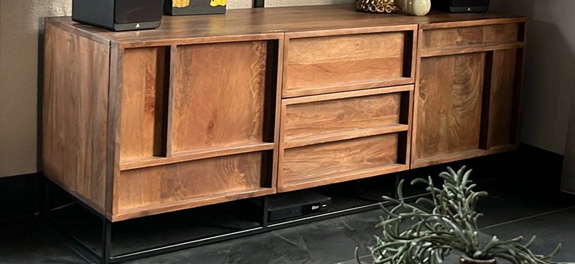 Tv kast; forest woood, Ophalen, 150 tot 200 cm, Zo goed als nieuw, 25 tot 50 cm