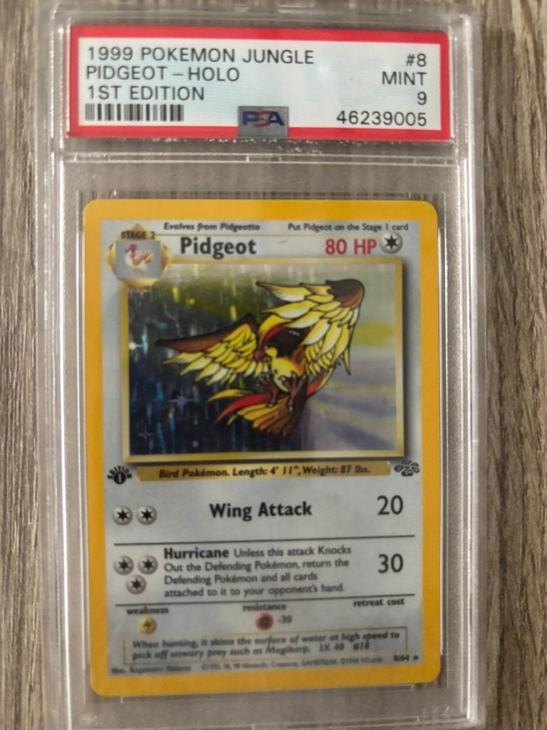 Pidgeot 1st Edition PSA 9 – Jungle 1999 Pokémon, Ophalen, Zo goed als nieuw, Foil