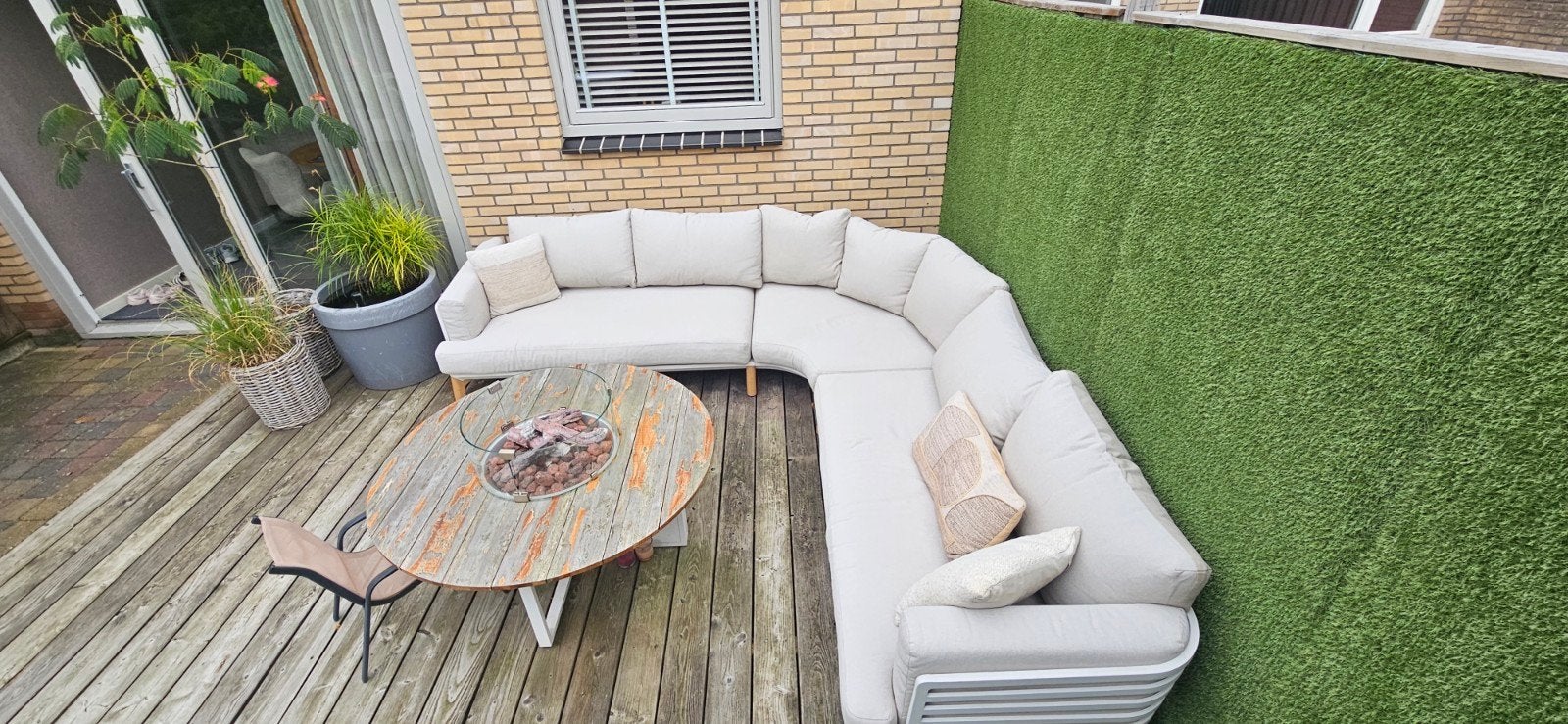 Luxe Loungeset met Vuurtafel en Afneembare Kussens, Ophalen, Gebruikt, Aluminium, Loungeset