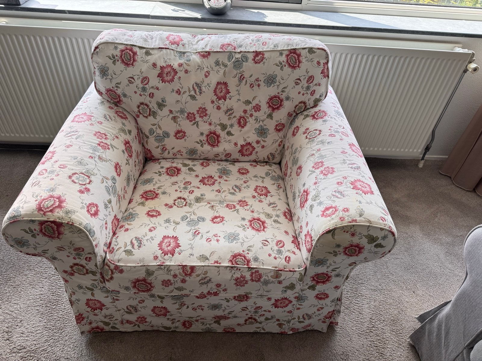 GRATIS Ikea Ektorp fauteuil met bloemenprint, Ophalen, Gebruikt, Stof, 75 tot 100 cm