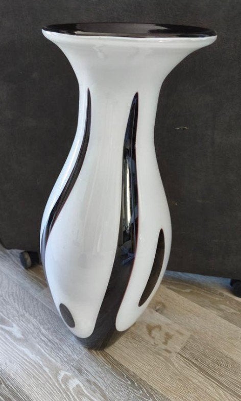 Empoli/Murano Italiaanse designvaas 'zebra' jaren '70, Ophalen of Verzenden