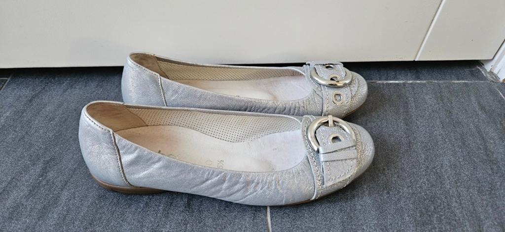 Gabor leren ballerina's zilver maat 38.5, Overige kleuren, Gabor, Zo goed als nieuw, Ballerina's