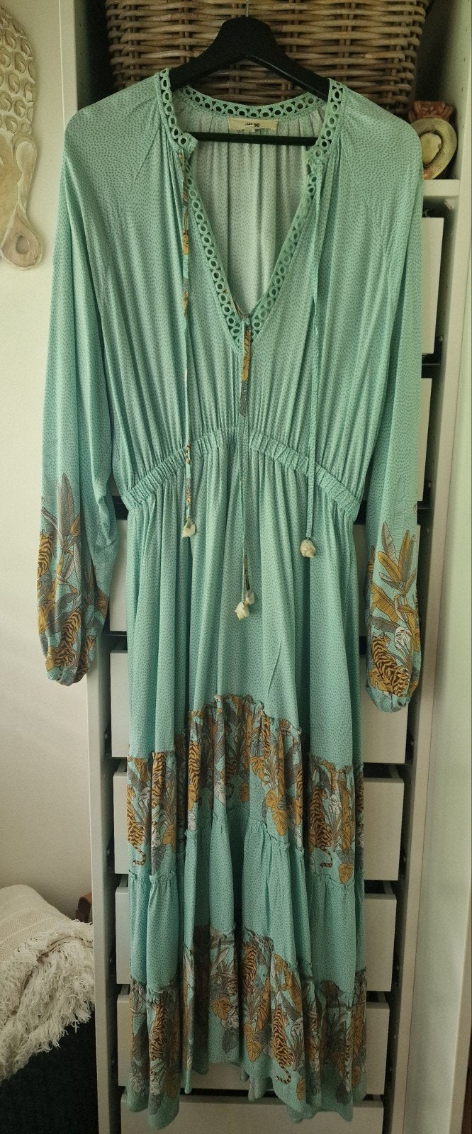 Prachtige maxi jurk van Jaase maat M. zgan., Maat 38/40 (M), Blauw, Ophalen of Verzenden, Zo goed als nieuw