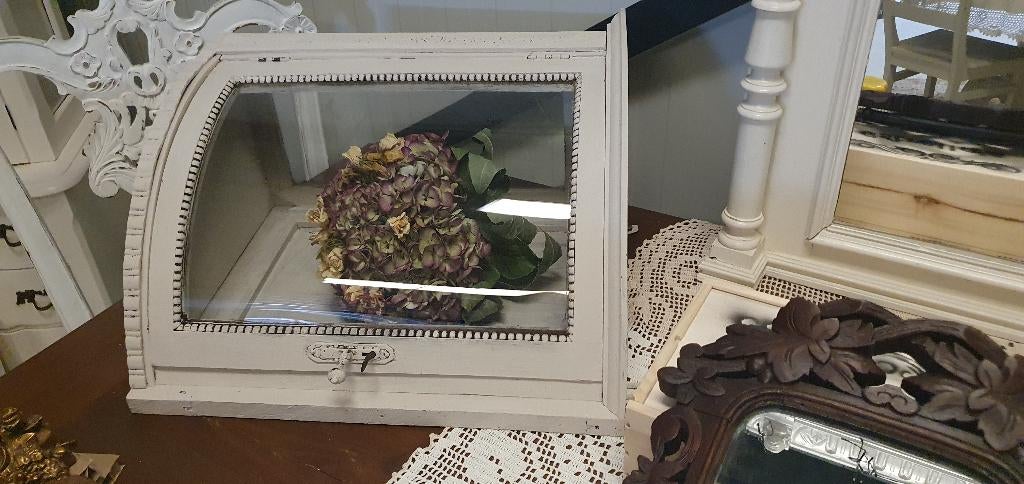Antiek vitrine kastje, Huis en Inrichting, Ophalen, Gebruikt, 50 tot 100 cm, Glas