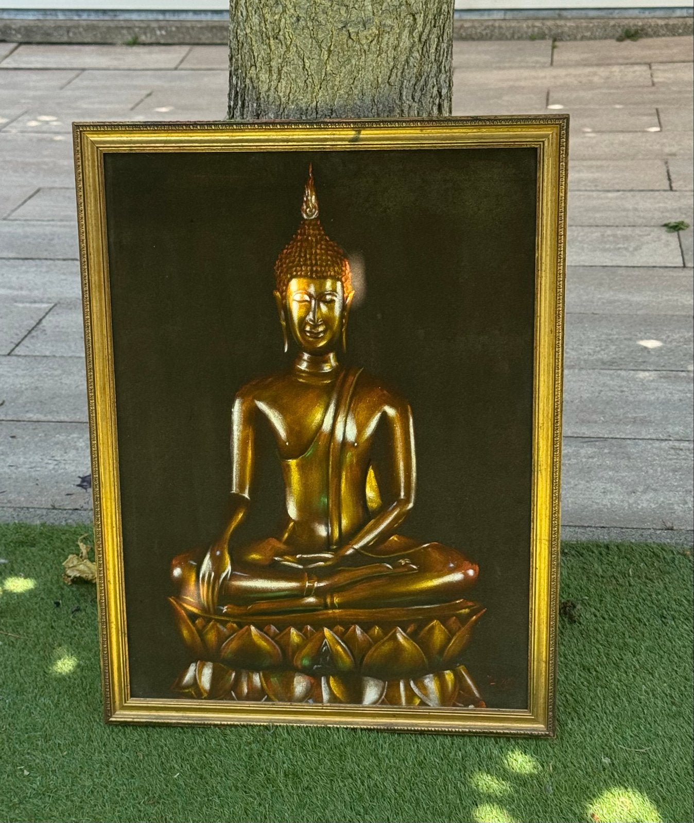Boeddha schilderij op fluweel, Thailand, jaren '70, Ophalen, Goud, Geschilderd, Overige herkomsten