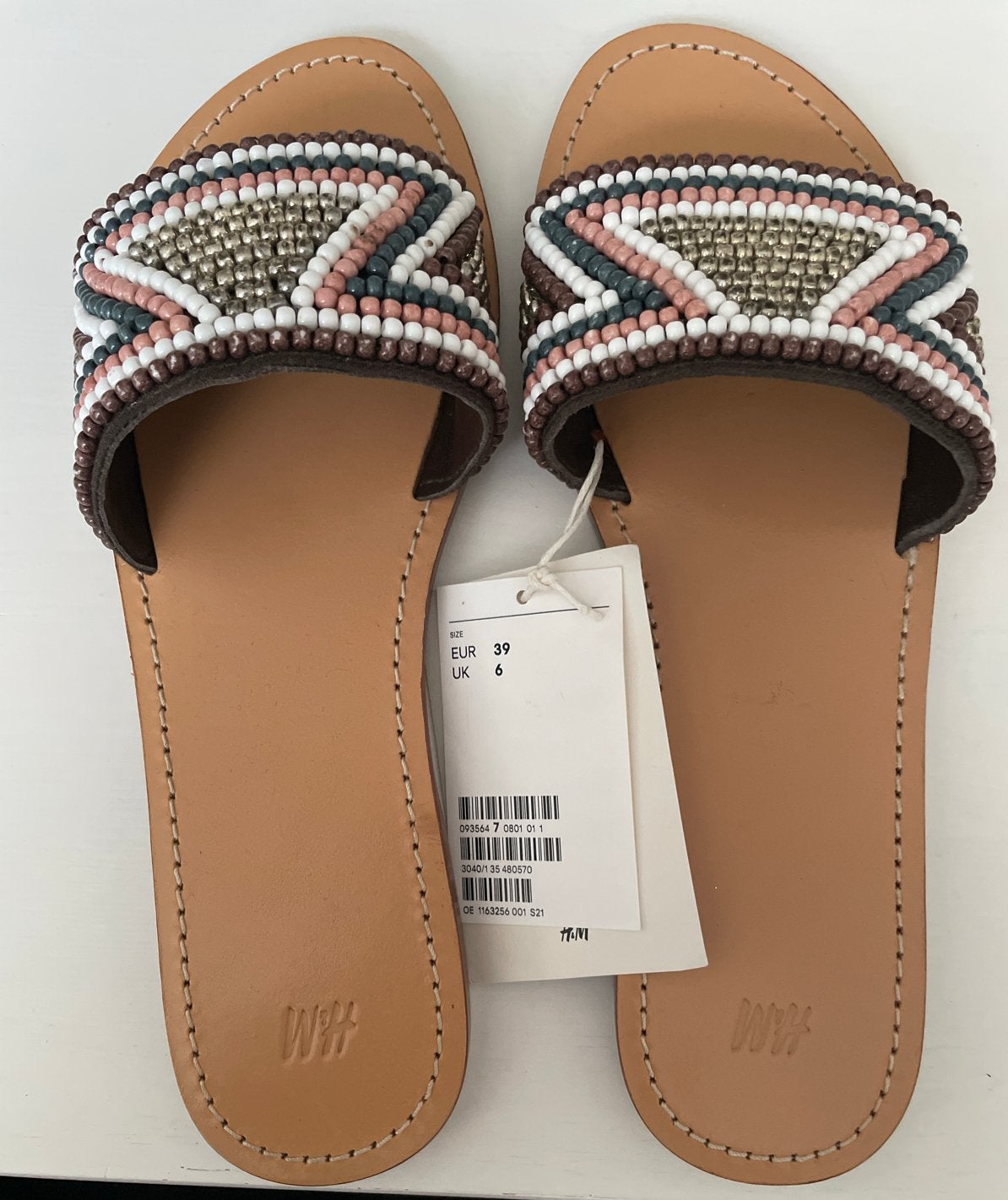 H&M Kralen Slippers Maat 39 - Nieuw met kaartje, Slippers, Overige kleuren, Nieuw, Ophalen of Verzenden