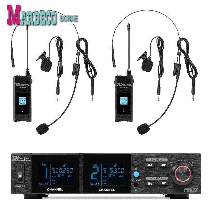 UHF Draadloze microfoonset, 2x 100-Kanaals, 2 Bodypacks