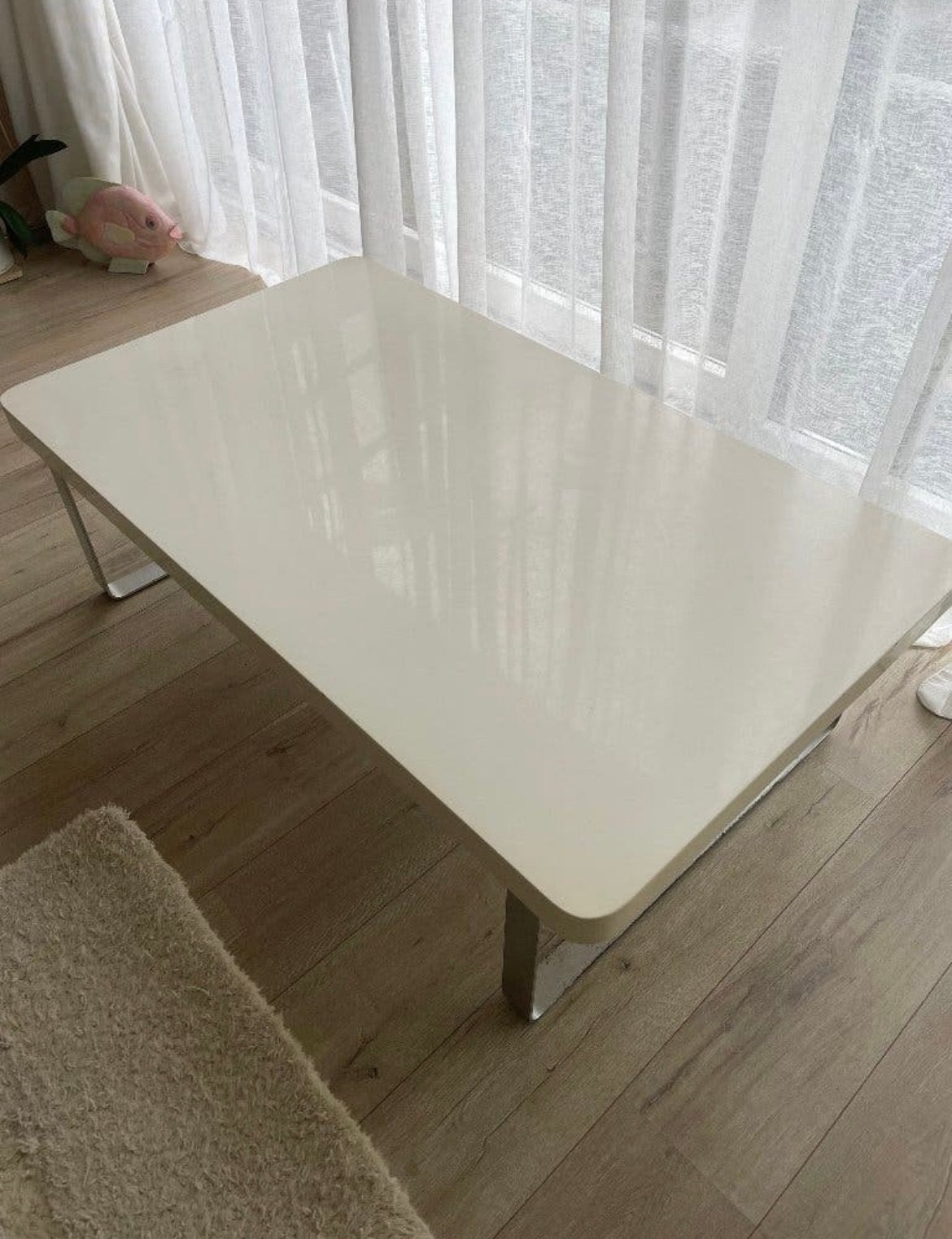 Stijlvolle salontafel witglans 130 bij 75 cm, Ophalen, 100 tot 150 cm, 50 tot 100 cm, Zo goed als nieuw