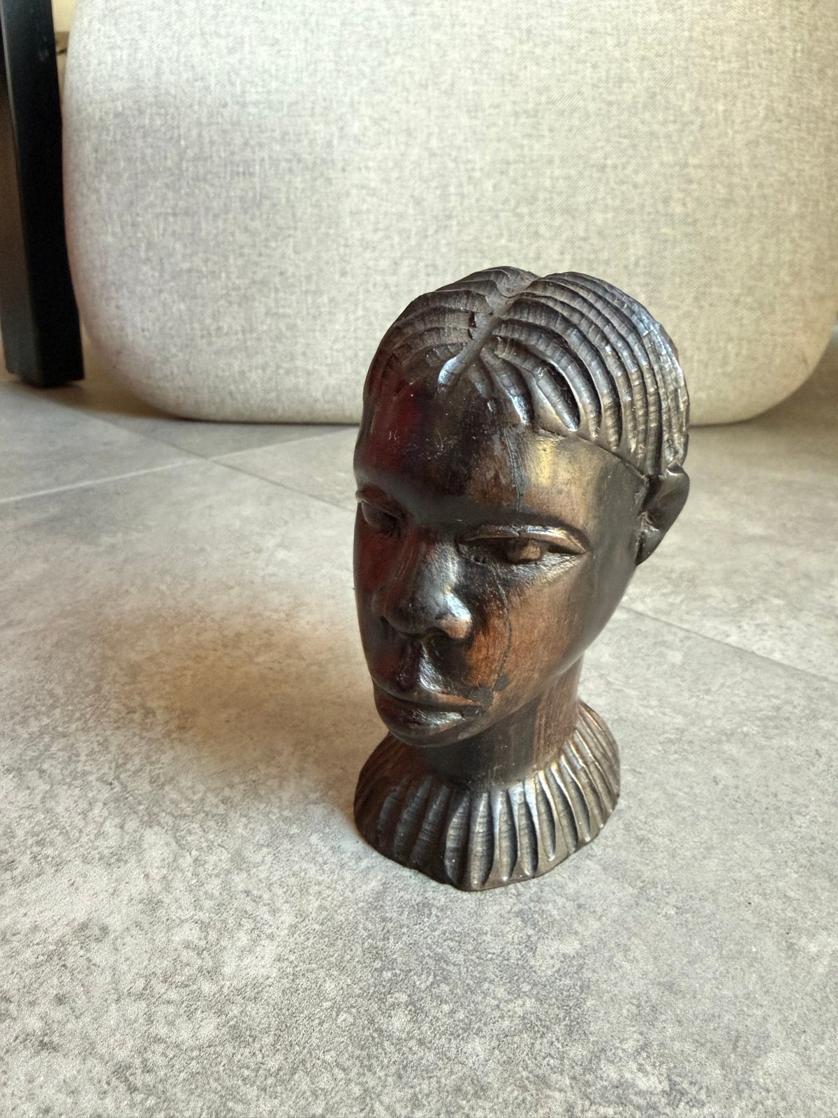 Houten Buste Afrikaanse Vrouw - Handgesneden, Ophalen, Minder dan 20 cm, Buste, Handgemaakt