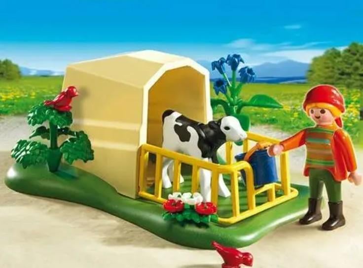 Playmobil 5124 boerin met kalf, Ophalen of Verzenden, Gebruikt, Complete set