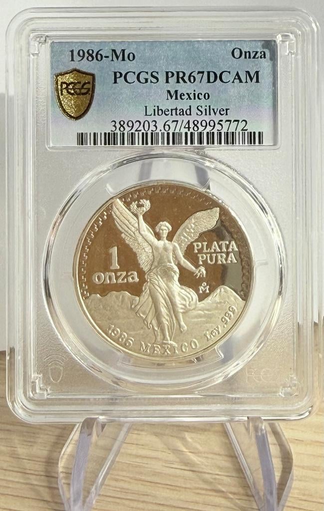 1986 Mexico Onza Libertad 1 oz silver proof PGCS PR67DCAM, Postzegels en Munten, Munten | Amerika, Ophalen, Midden-Amerika, Losse munt