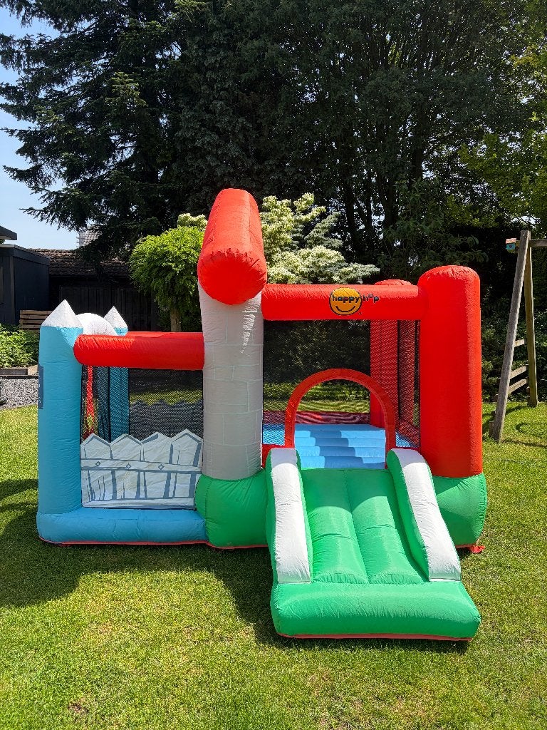 Happy Hop Springkasteel, springkussen + Glijbaan + Ballenbak, Ophalen, Zo goed als nieuw