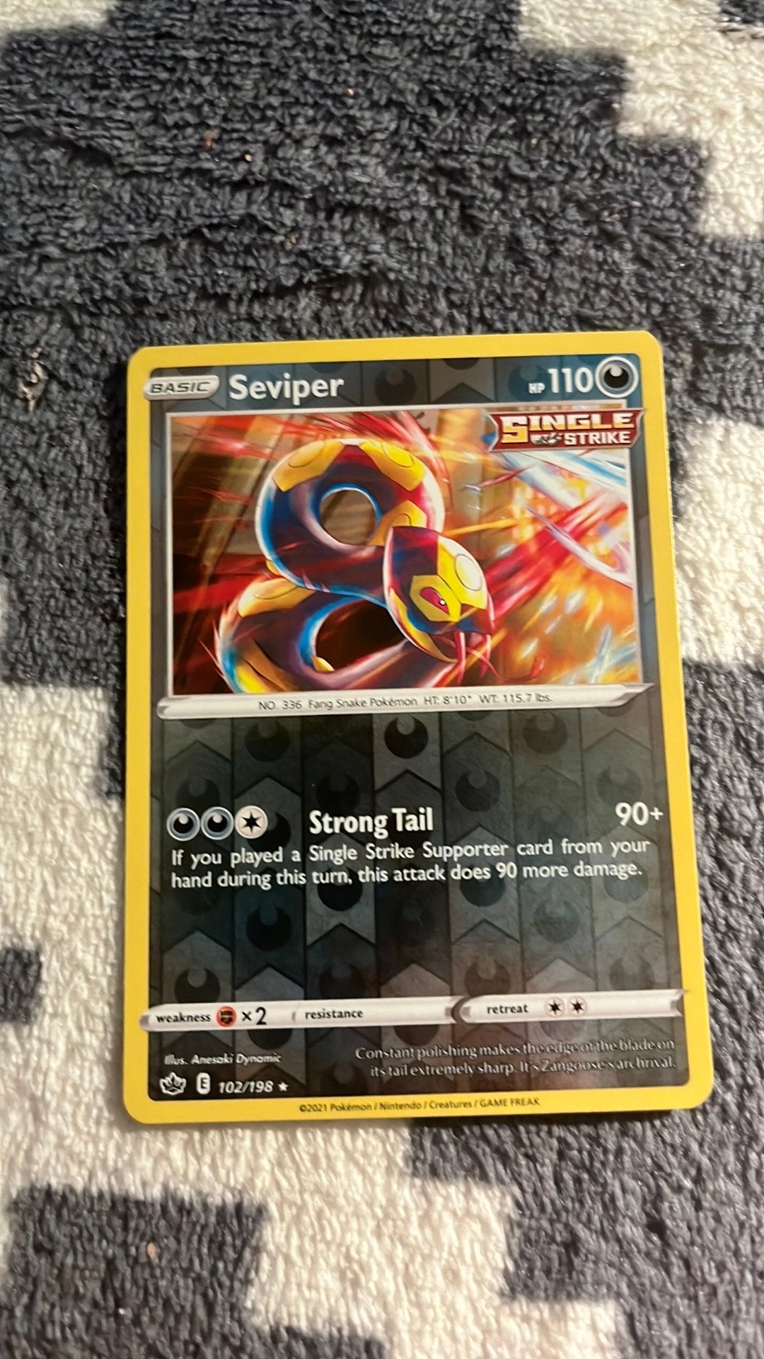 Holo Pokémon kaart Seviper 102/198 in goede staat, Ophalen of Verzenden, Zo goed als nieuw, Losse kaart, Foil