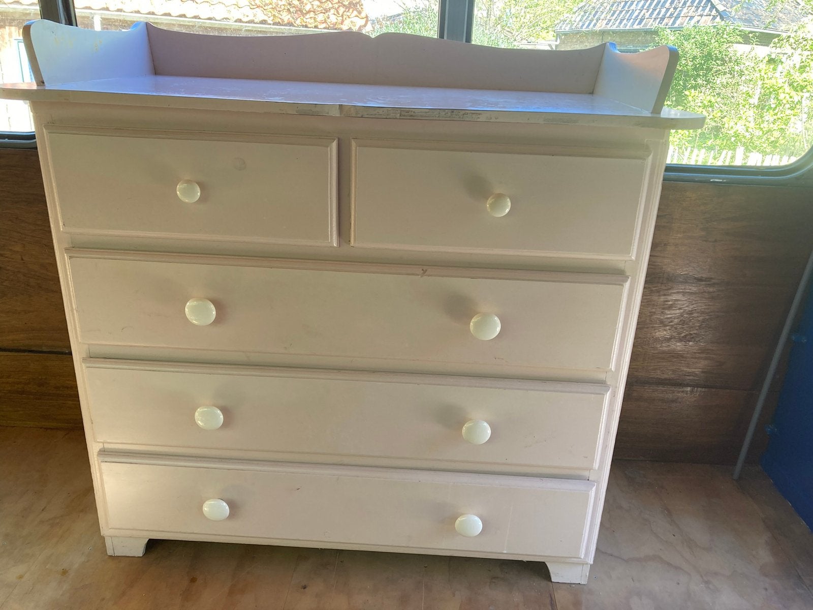 Commode ladenkast vintage hout, Ophalen, Gebruikt, 100 tot 150 cm, 5 laden of meer