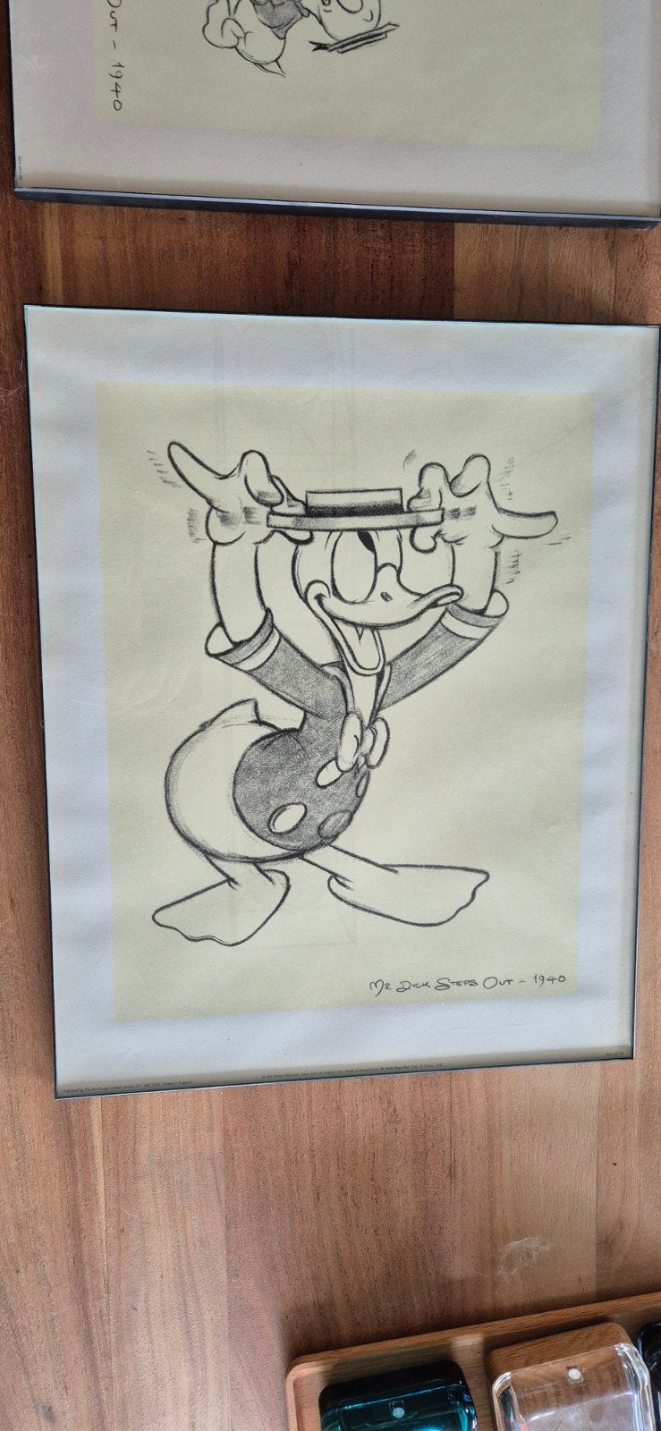 Vintage Donald Duck tekeningen - 'Mr. Duck Steps Out', Ophalen of Verzenden, Tekening, Potloodtekening, Ingelijst