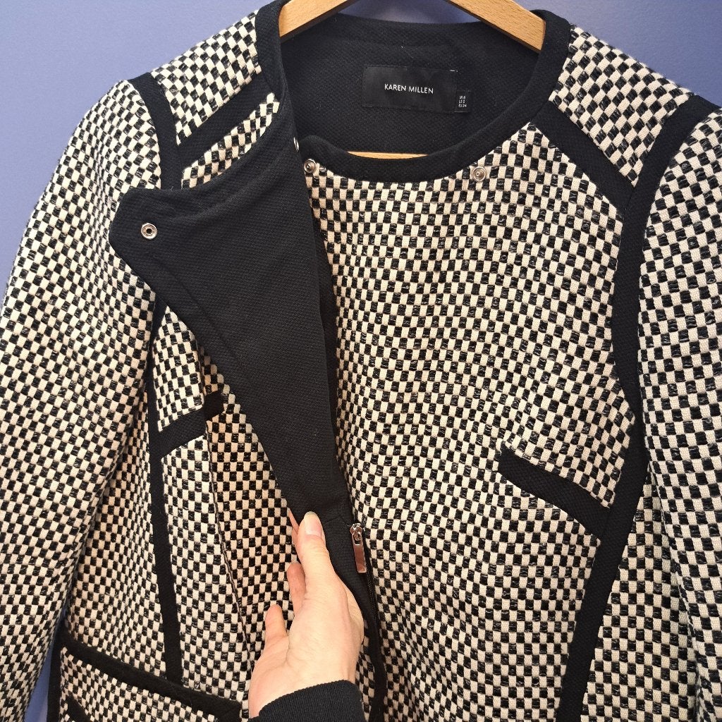 Karen Millen jas in zwart-wit blokjesmotief maat 34/36 46919, Kleding | Dames, Jassen | Winter, Karen Millen, Karen Millen, .