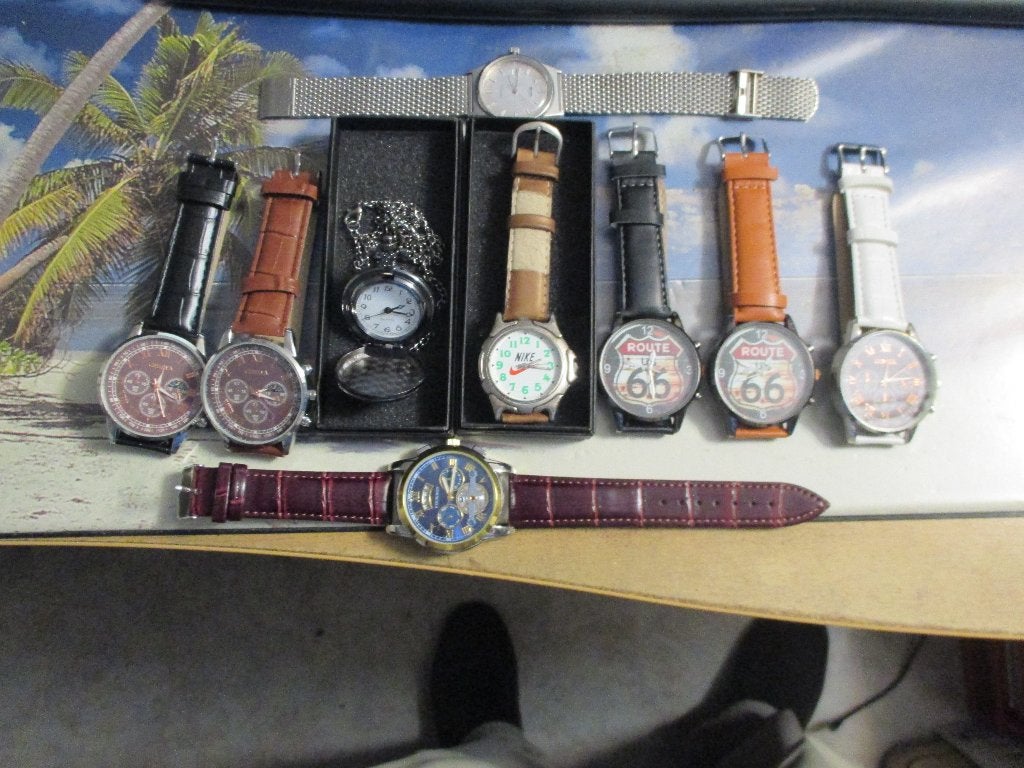 LOT HEREN PRISMA/NIKE/ROUTE66/DAMESZAKHORLOGE/NIEUW/QUARTZ/, Overige merken, Leer, Staal, Polshorloge