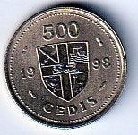 500  cedis   1998  Ghana. km. 34  unc, Ophalen of Verzenden, Overige landen, Losse munt