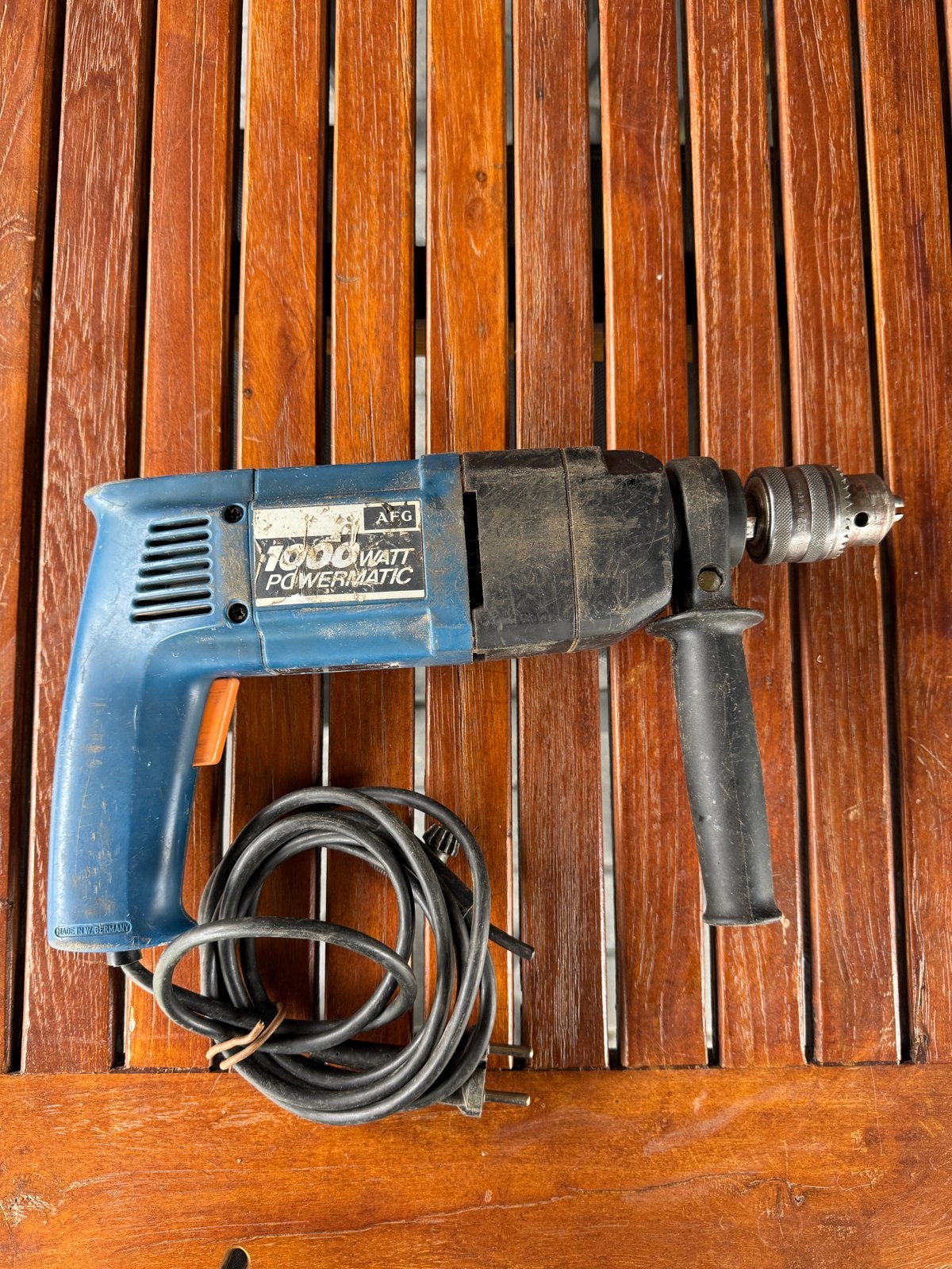 AEG 1000 Watt Powermatic Boormachine met klopfunctie, Boormachine, Ophalen of Verzenden, Klopboormechanisme, Gebruikt