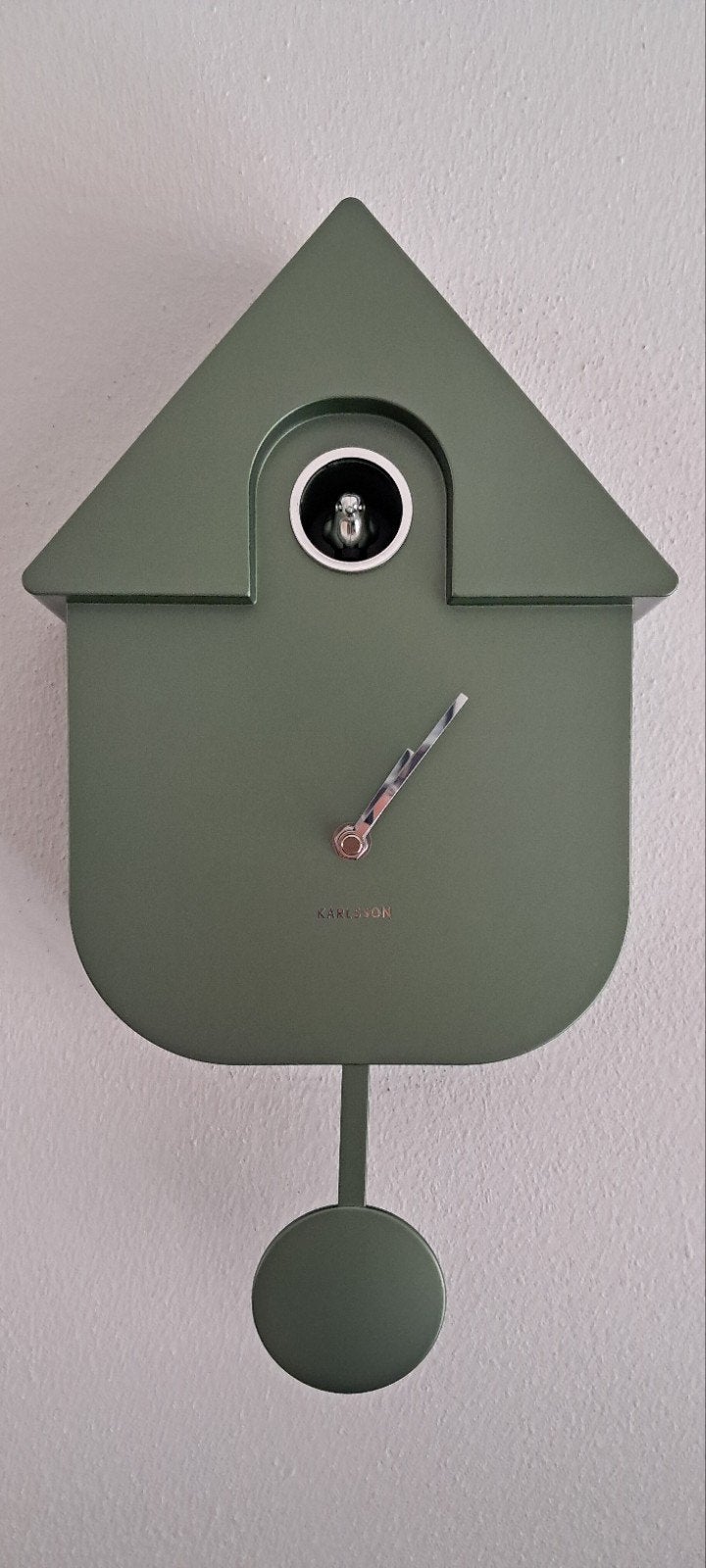 Karlsson Koekoeksklok Modern Cuckoo Metallic - Groen, Ophalen of Verzenden, Gebruikt, Wandklok