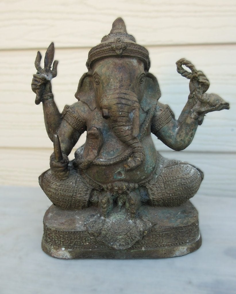 Bronzen Ganesh beeld in Thaise stijl., Verzenden, Brons, 20 - 50 cm, Beeld