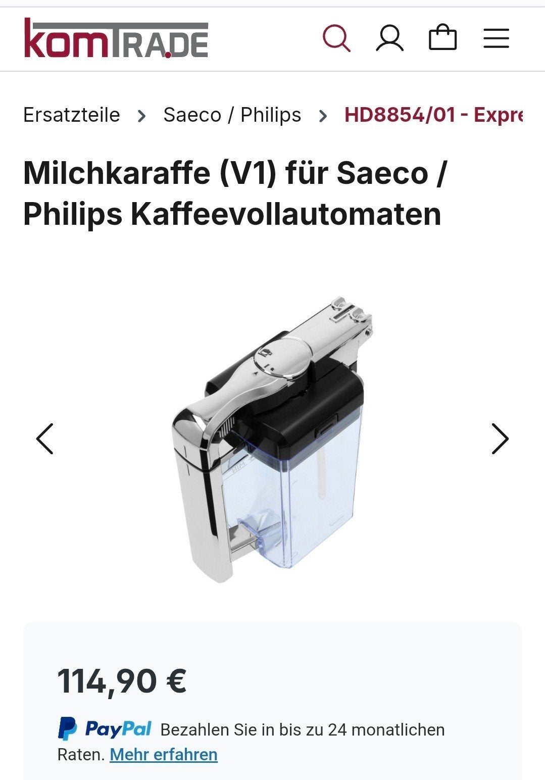Originele Saeco / Philips Melkkan (Cappuccinatore) – Chroom/, Ophalen of Verzenden