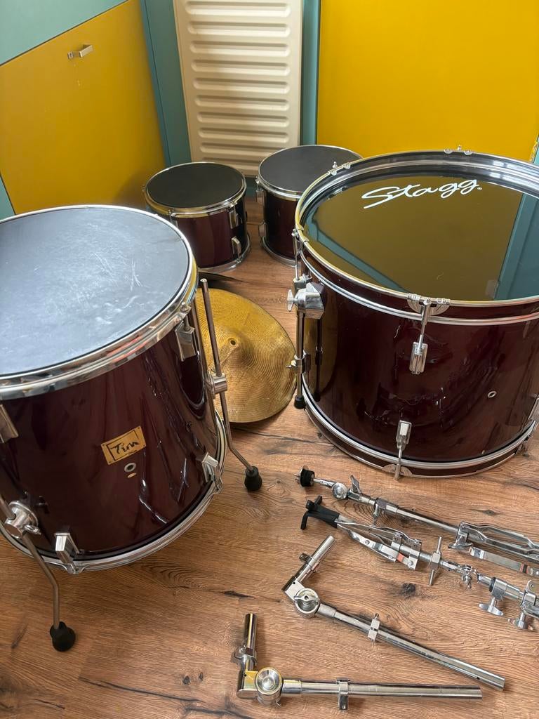 Tim Stagg Drumstel Wine Red compleet, Muziek en Instrumenten, Drumstellen en Slagwerk, Ophalen, Gebruikt, Overige merken