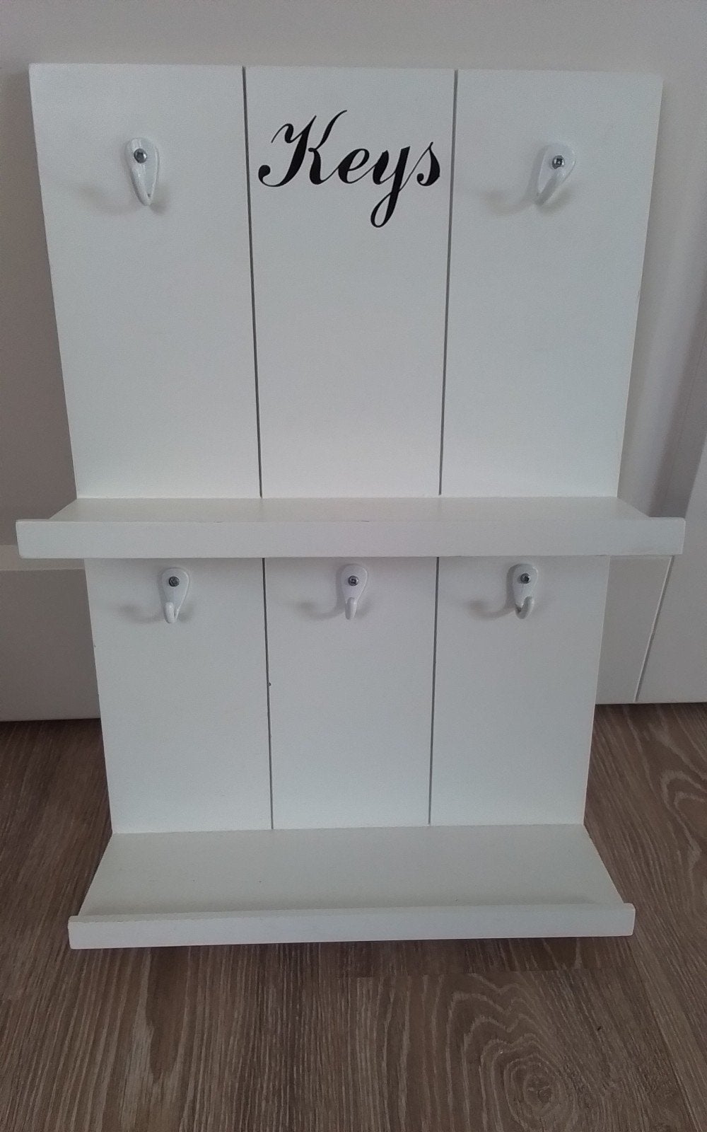 Houten sleutelrek met plankje, Ophalen of Verzenden, Gebruikt, Wit, Hout