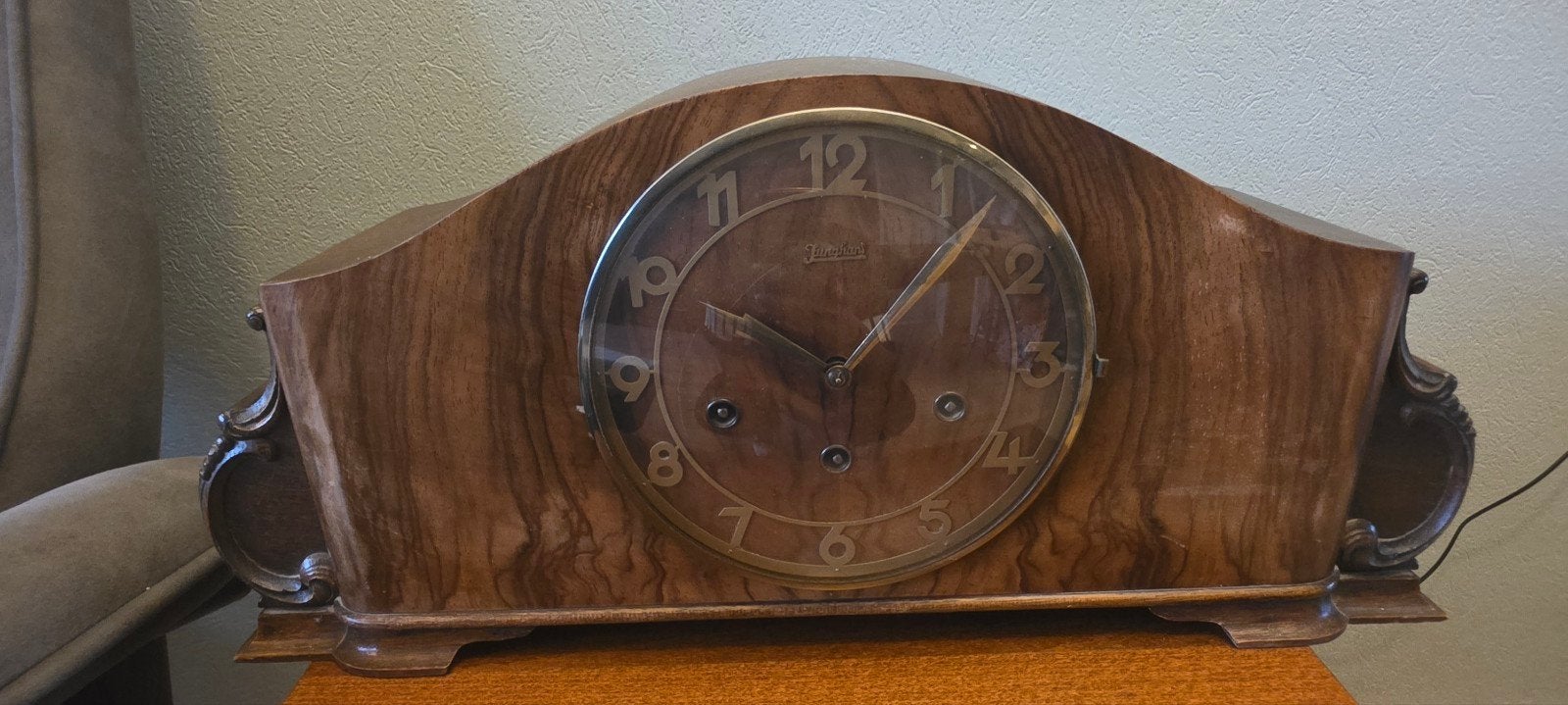 Antieke Junghans tafelklok met slagwerk, Antiek en Kunst, Ophalen of Verzenden