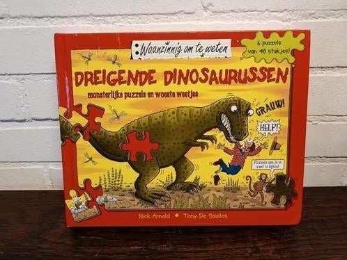 Dinoboek en dino puzzels, Dreigende dinosaurussen, Ophalen of Verzenden, Zo goed als nieuw, Taal en Lezen