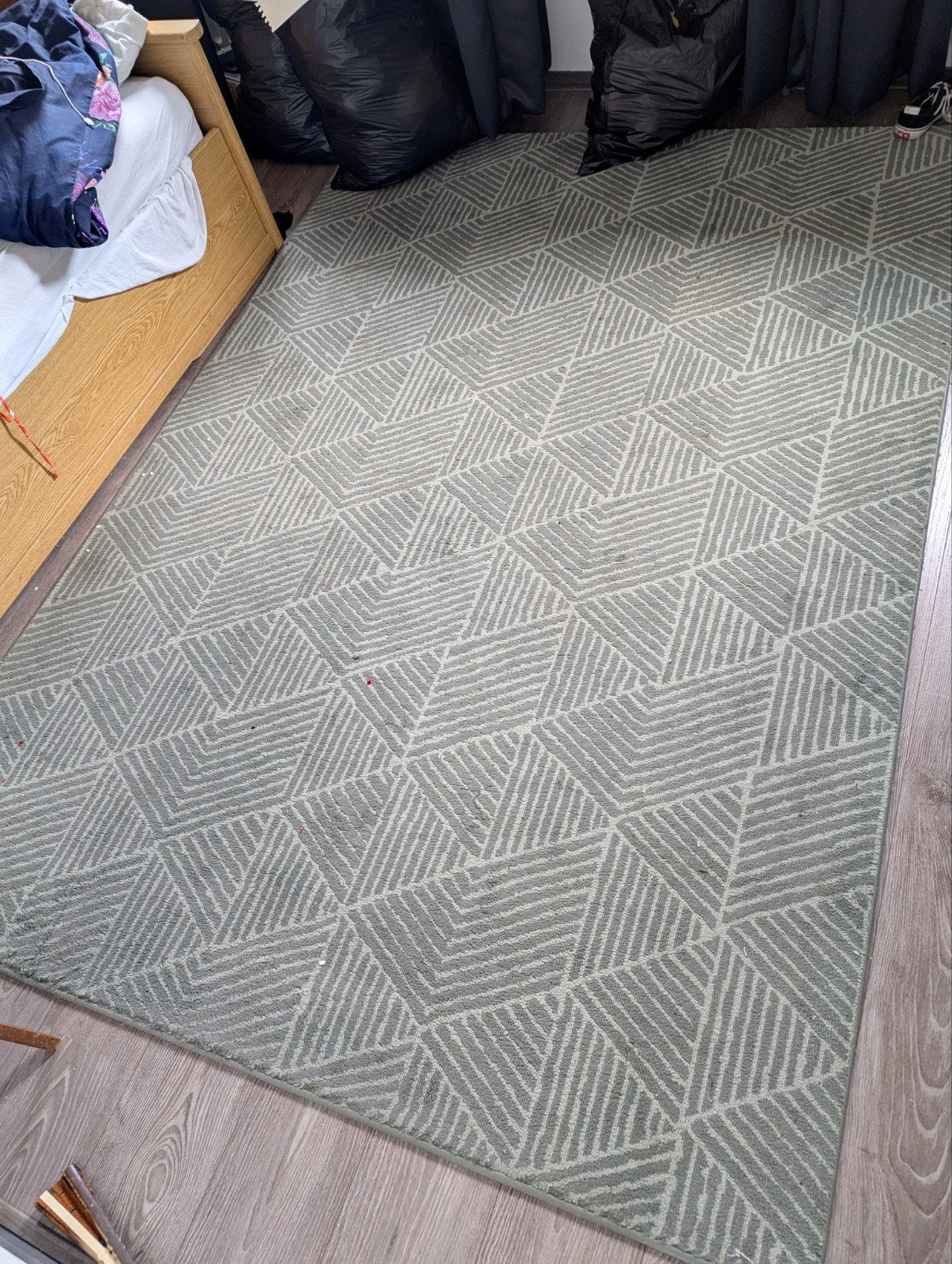 Ikea stenlile groen vloerkleed met geometrisch patroon, Ophalen, Gebruikt, 200 cm of meer, Modern, Geometrisch