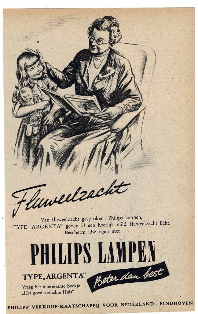 Beter dan best PHILIPS LAMPEN  Fluweelzacht licht 1950, Verzenden, Zo goed als nieuw, Lichtbak of (neon) lamp