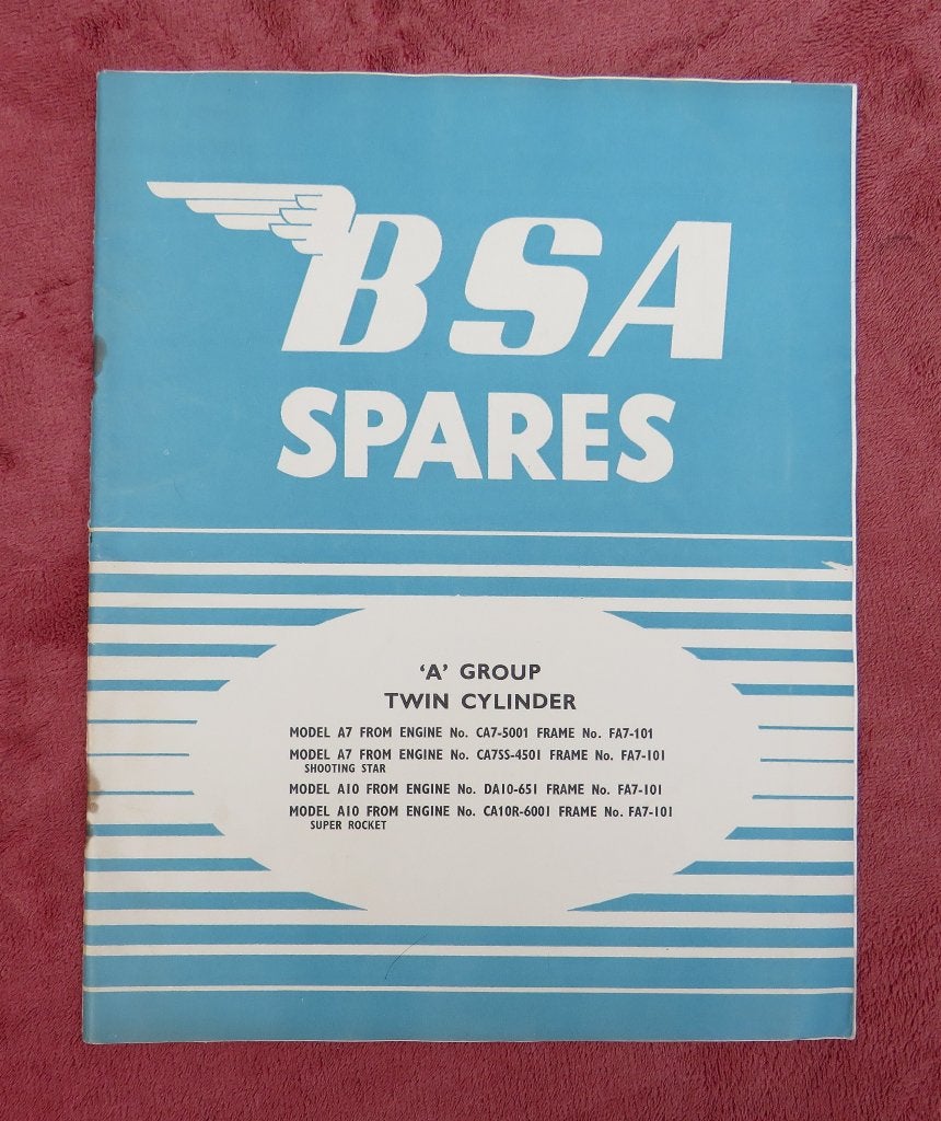 BSA A7 en A10 onderdelenboek. 1958, Ophalen of Verzenden, Overige merken