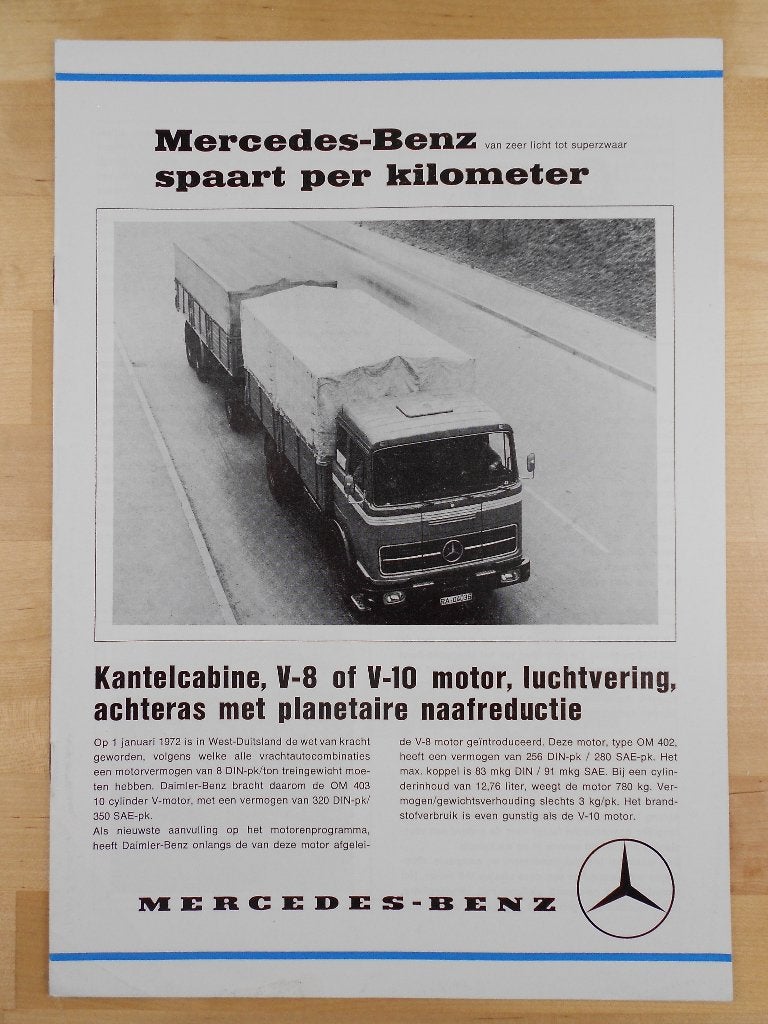 Mercedes V10 V8 Motor Brochure 1972 LP 1626 1632 2226 2232, Zo goed als nieuw, Mercedes-Benz, Mercedes, Ophalen of Verzenden