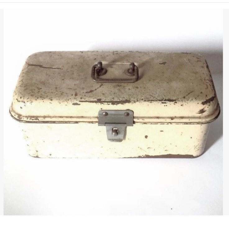 Oud Antiek Blik kan op Slot. Vintage Kist Retro Verzamelen, Verzamelen, Blikken, Ophalen of Verzenden, Gebruikt, Overige